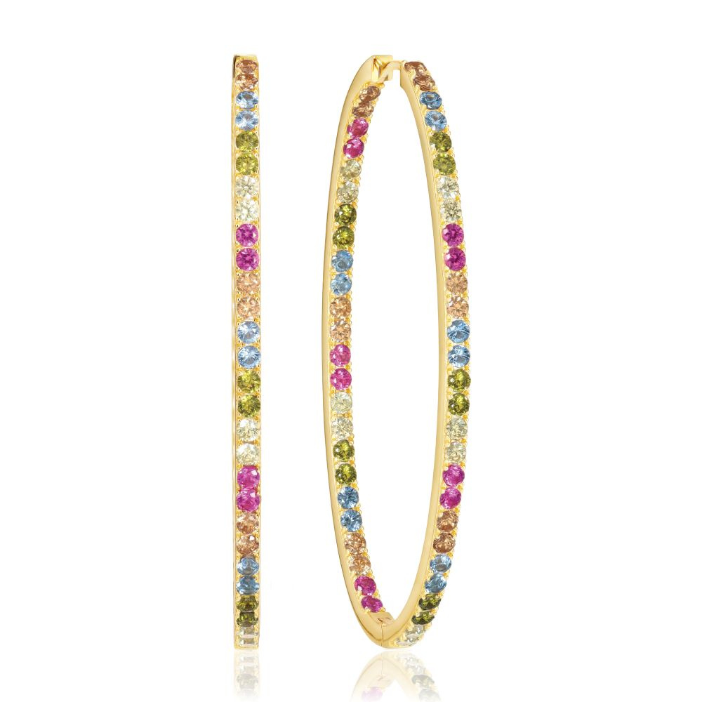 Ellisse Grande - 18k guldpläterade, med multifärgade zirkoner Örhänge