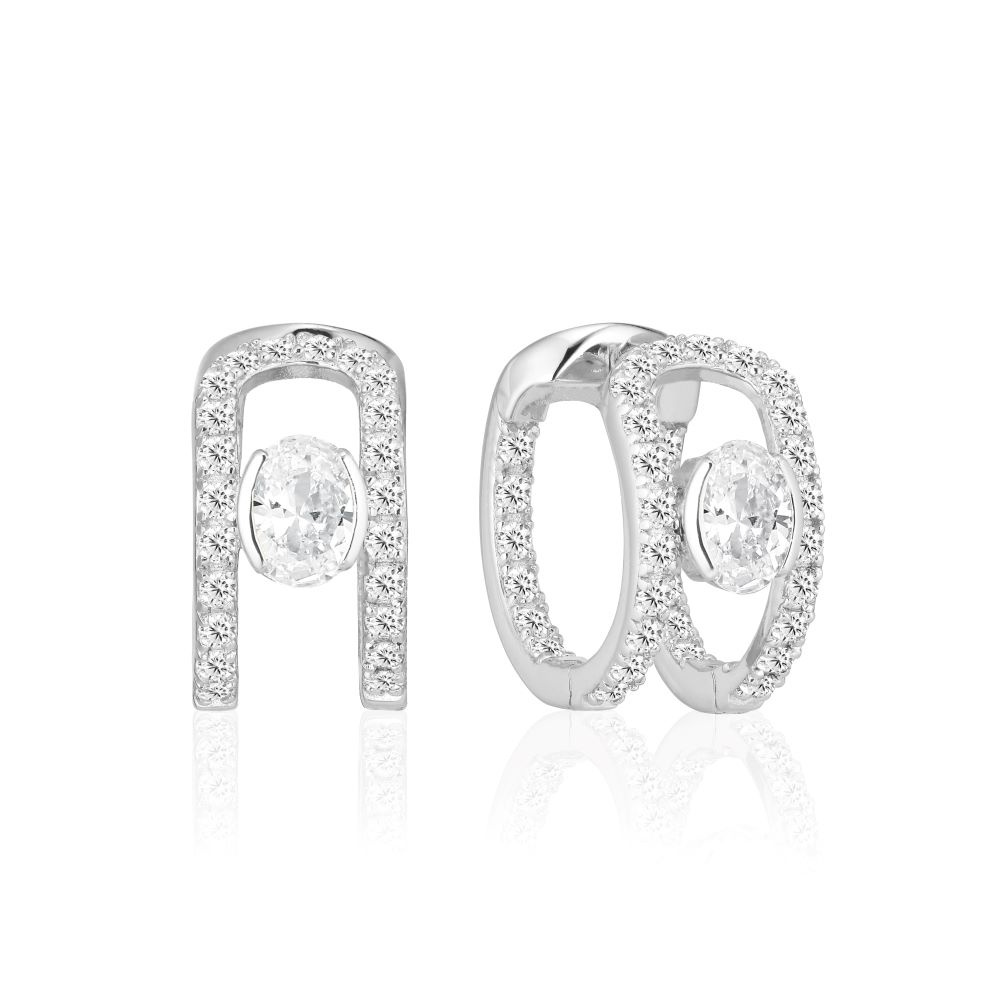 Ellisse Carezza Creolo - med vita zirkoner Örhänge