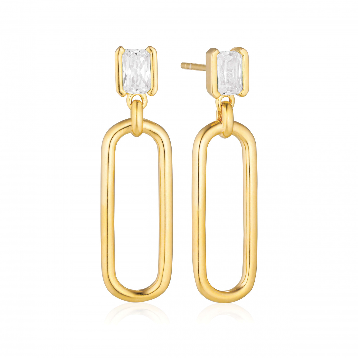 ROCCANOVA LUNGO Örhängen Vita Zirkoner Guld