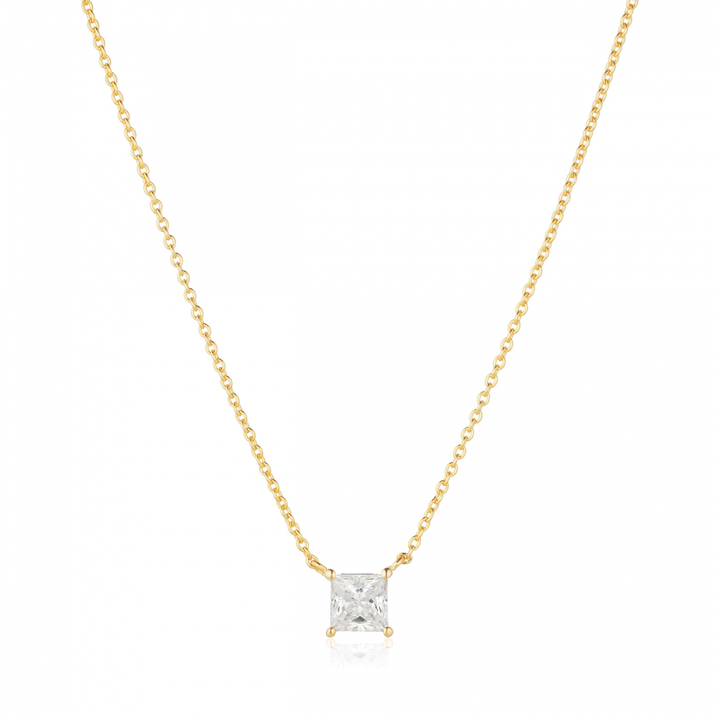 ELLERA QUADRATO Halsband Vita Zirkoner Guld