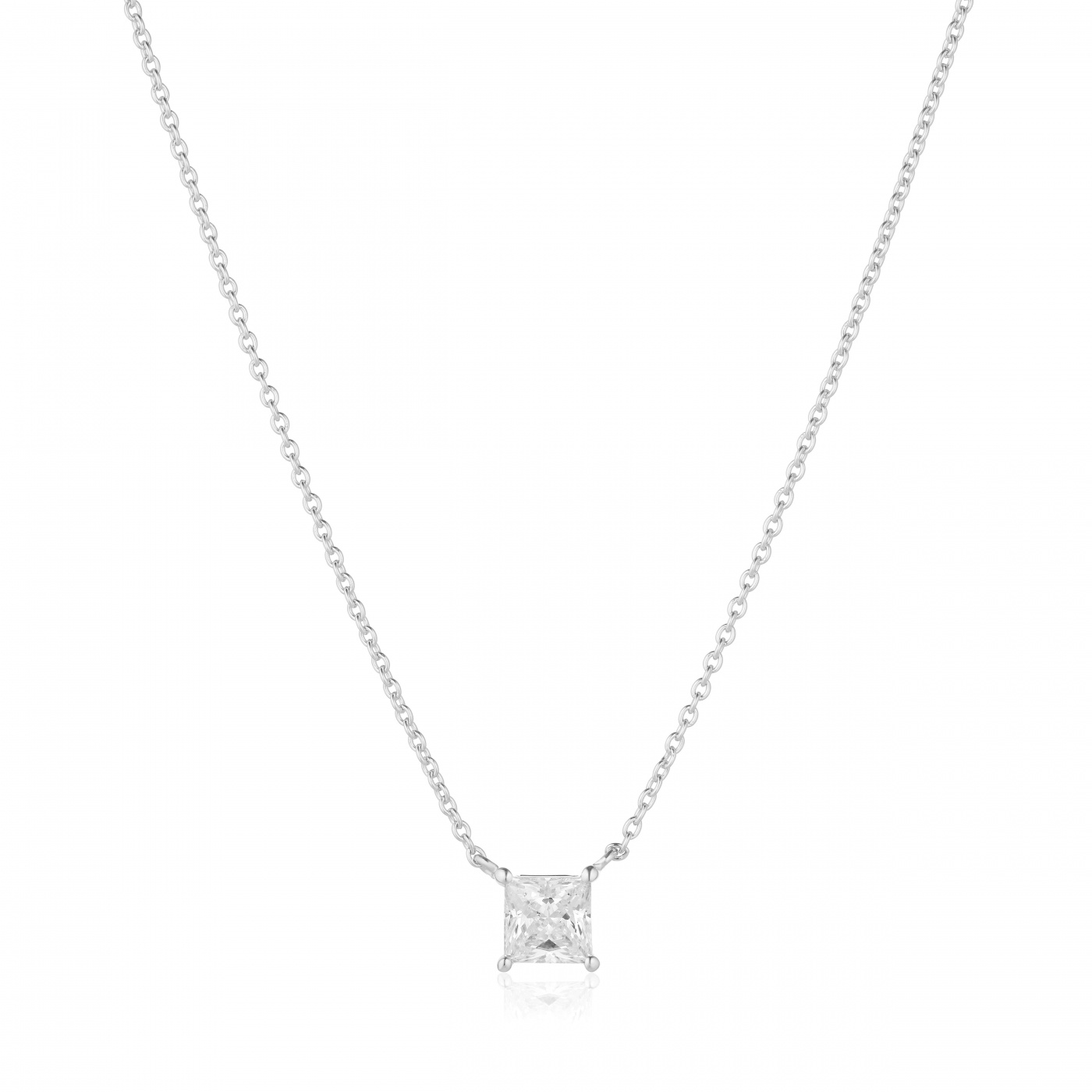 ELLERA QUADRATO Halsband Vita Zirkoner Silver