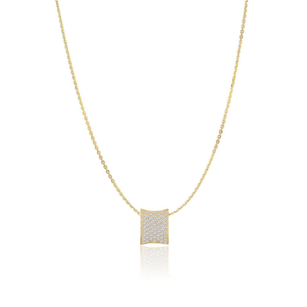 Feline Concavo - 18k guldpläterad, med vita zirkoner Halsband