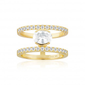 Ellisse Carezza Grande - 18k guldpläterad, med vita zirkoner Ring