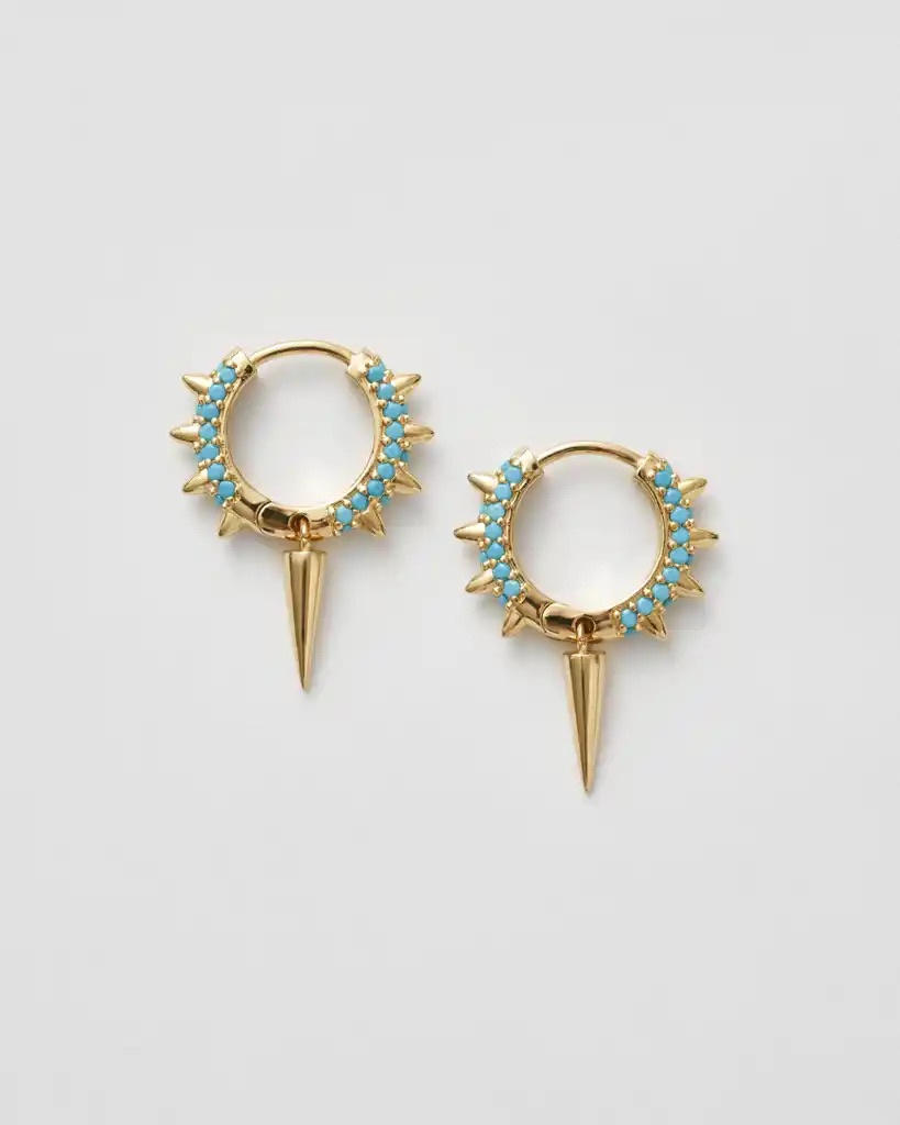 Maria Signuature Hoop Turkos Guld