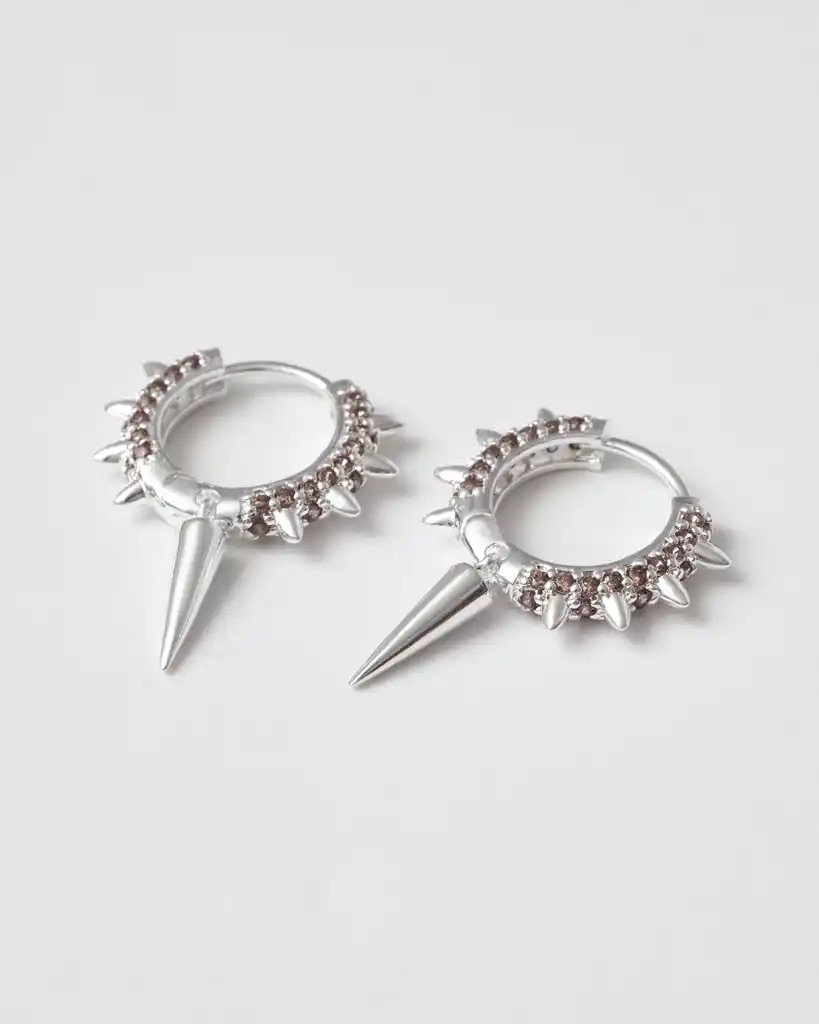 Maria Signuature Hoop Brun Silver
