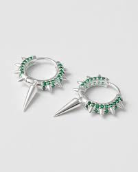 Maria Signuature Hoop Grön Silver